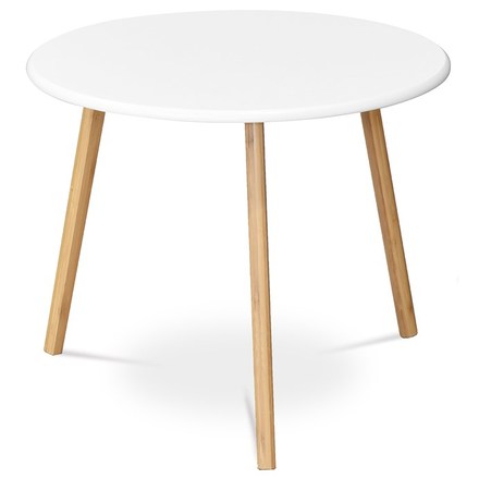 Konferenční stůl Autronic Stůl konferenční 60x60x50 cm,  MDF bílá deska,  nohy bambus přírodní odstín (AF-1144 WT)
