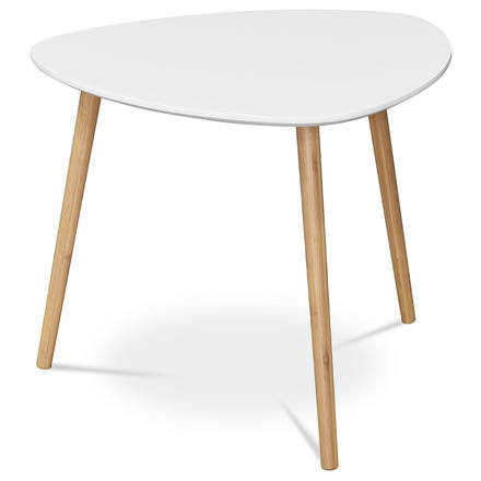 Konferenční stůl Autronic Stůl konferenční 55x55x45 cm, MDF bílá deska, nohy bambus přírodní odstín (AF-1134 WT)
