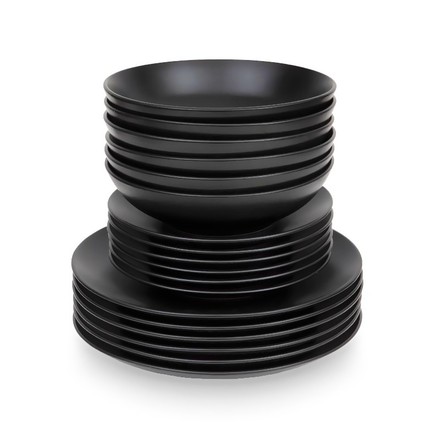 Jídelní sada talířů HIT HT-24327160 18 ks černá (2)