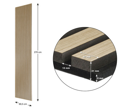 Akustický panel G21 270x60,5x2,1 cm, přírodní dub (8)