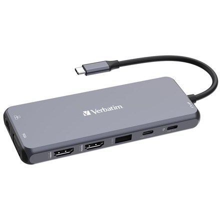 USB Hub Verbatim USB-C Pro Multiport 14 Port - stříbrný
