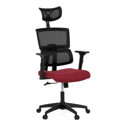 Kancelářská židle Autronic Kancelářská židle, potah bordó látka a černá síťovina MESH, houpací mech. (KA-B1025 BOR) (12)