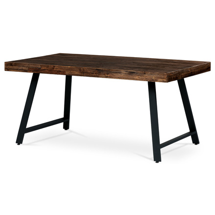 Moderní jídelní stůl Autronic Jídelní stůl, 160x90x76 cm, MDF deska, dýha borovice, kovové nohy, černý lak (HT-534 PINE)