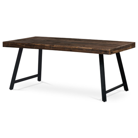 Moderní jídelní stůl Autronic Jídelní stůl, 180x90x76 cm, MDF deska, dýha odstín borovice, kovové nohy, černý lak (HT-536 PINE)