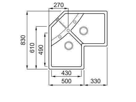Granitový kuchyňský dřez s vaničkou a odkapem Elleci UNICO CORNER G51 (1)