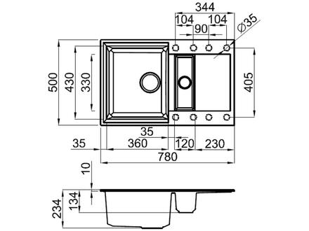 Granitový kuchyňský dřez s vaničkou a odkapem Elleci EASY 325 G51 (1)