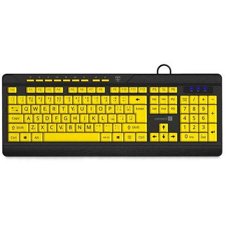 Počítačová klávesnice Connect IT For Health Contrast, CZ/ SK layout - černá/ žlutá