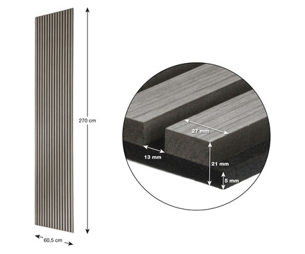 Akustický panel G21 270x60,5x2,1 cm, šedý dub (8)