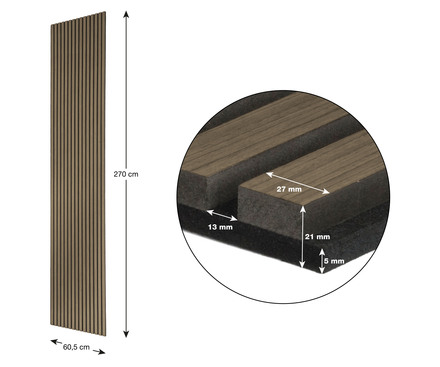 Akustický panel G21 270x60,5x2,1 cm, kouřový dub (8)