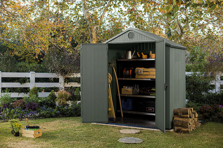 Zahradní domek Keter Darwin 6 x 4 zelený, s podlahou (1)