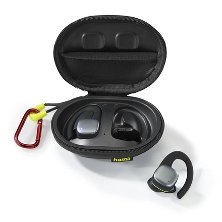 Sluchátka do uší Hama Bluetooth Spirit Athletics s klipem, pecky, nabíjecí pouzdro - černá