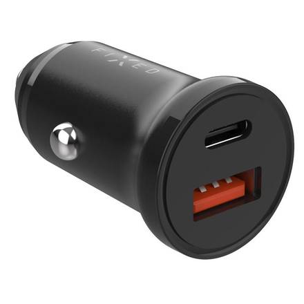 Adaptér do auta Fixed USB-C, PD, 20W - černý