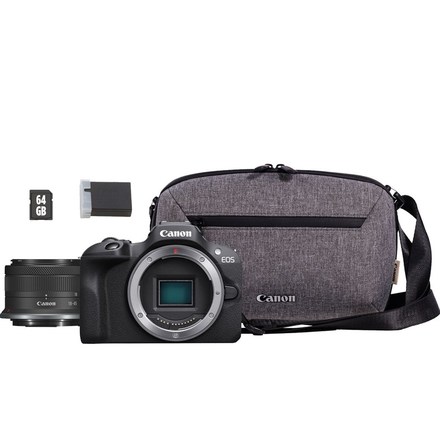 Kompaktní fotoaparát s vyměnitelným objektivem Canon EOS R100 + RF-S18-45 IS STM Travel KIT, černý