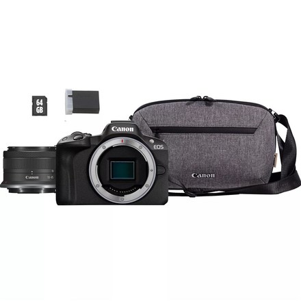 Kompaktní fotoaparát s vyměnitelným objektivem Canon EOS R50 + RF-S 18-45 IS STM Travel KIT, černý