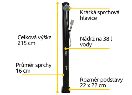 Solární sprcha Hawaj 38 l s ruční sprchou | černá (8)