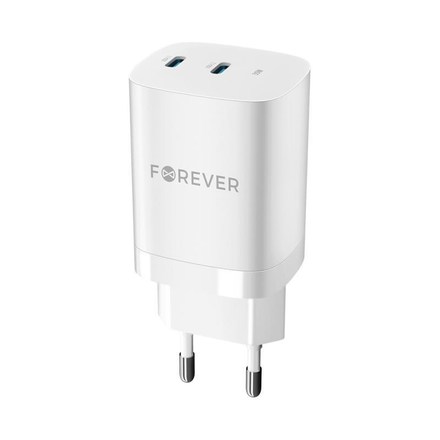 Nabíječka do sítě Forever GaN 35W, PD 2x USB-C - bílá