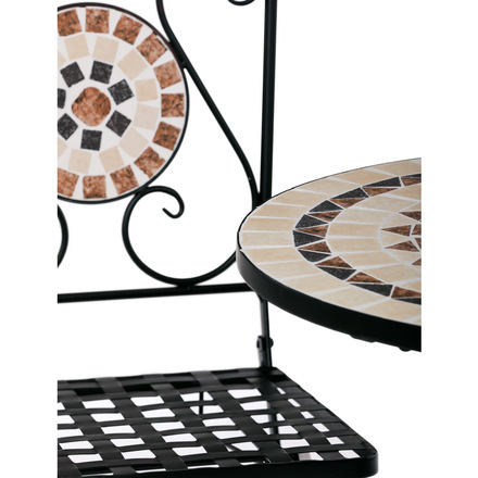 Set zahradního nábytku Autronic Zahradní set, stůl + 2 židle, s keramickou mozaikou, kovová konstrukce, černý matný lak. (US1200 SET) (19)