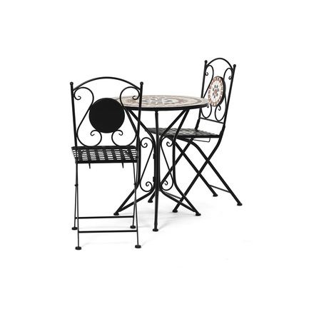 Set zahradního nábytku Autronic Zahradní set, stůl + 2 židle, s keramickou mozaikou, kovová konstrukce, černý matný lak. (US1200 SET) (5)