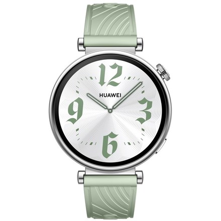 Chytré hodinky Huawei Watch GT 4 41 mm - Silver + Green Fluoroelastomer Strap