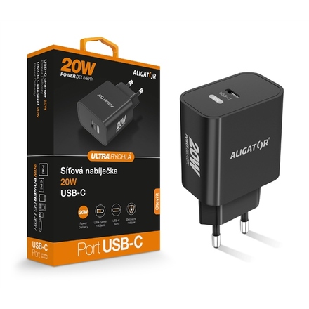 Nabíječka do sítě Aligator Power Delivery 20W, USB-C - černá (4)