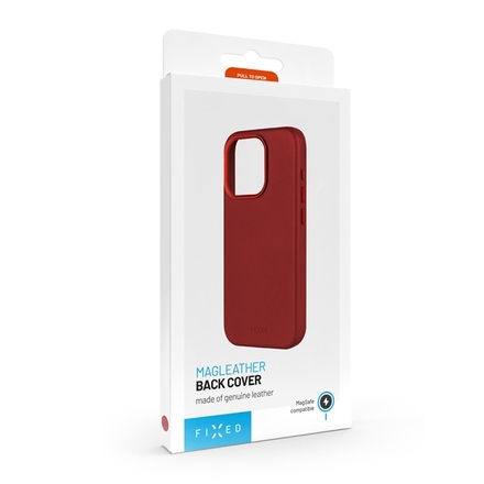 Kryt na mobil Fixed MagLeather s podporou MagSafe na Apple iPhone 15 Pro - červený (5)