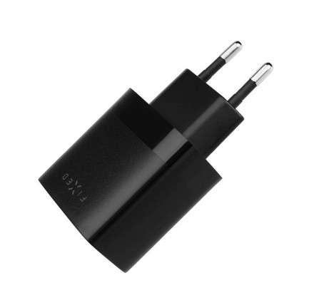 Nabíječka do sítě Fixed 17W Smart Rapid Charge, 2x USB + USB-C kabel 1m - černá