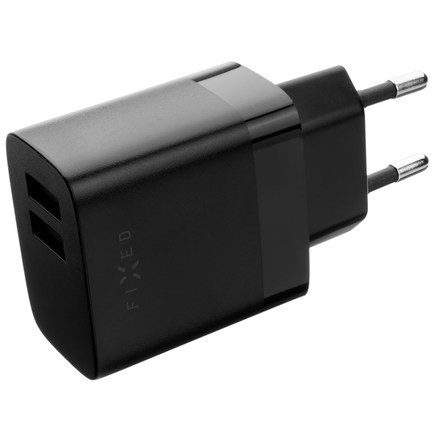 Nabíječka do sítě Fixed 2x USB 17W Smart Rapid Charge + micro USB kabel 1m - černá
