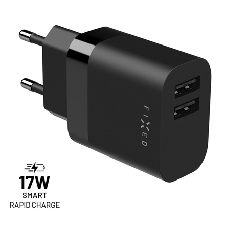 Nabíječka do sítě Fixed 2xUSB 17W Smart Rapid Charge - černá (1)