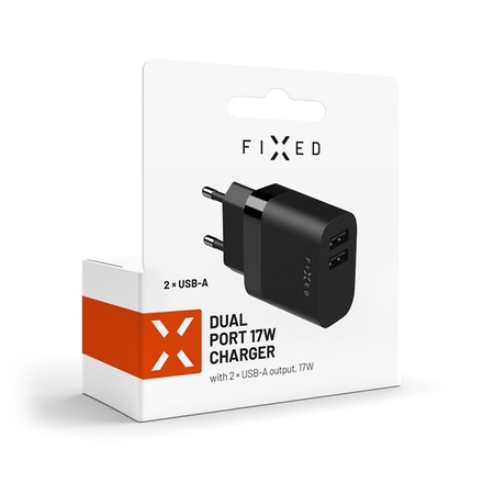 Nabíječka do sítě Fixed 2xUSB 17W Smart Rapid Charge - černá (8)