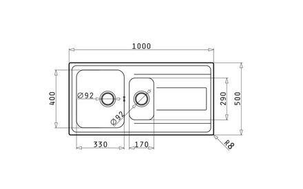 Nerezový kuchyňský dřez Pyramis ALEA (100X50) 1 1/2B 1D (107155001) (1)