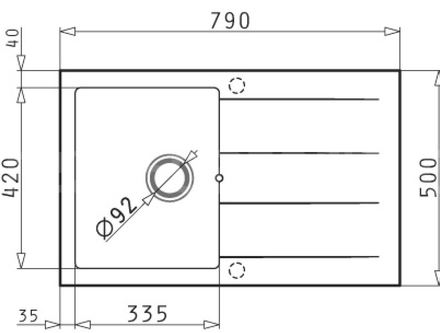 Granitový kuchyňský dřez Pyramis ATHLOS (79X50) 1B 1D SNOW (070070011) (1)