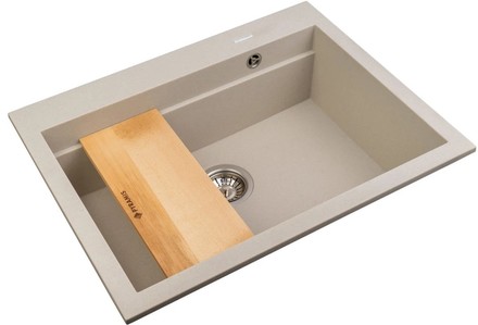 Granitový kuchyňský dřez Pyramis SIROS (67X51,5) 1B včetně lankového ovládání INDUSTRIAL GREY (070094301) (2)