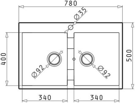 Granitový kuchyňský dřez Pyramis SPARTA PLUS 2B (78x50) včetně lankového ovládání SNOW (070053501) (1)