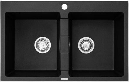 Granitový kuchyňský dřez Pyramis SPARTA PLUS 2B (78x50) včetně lankového ovládání BLACK (070053201)