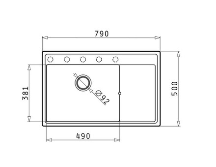 Granitový kuchyňský dřez Pyramis CAMEA (79X50) 1B 1D LH BLACK (070074301) (1)