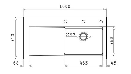 Granitový kuchyňský dřez Pyramis PYRAGRANITE TEKTON (100X51) 1B 1D RH MOCHA (1)
