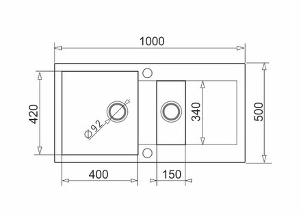 Granitový kuchyňský dřez Pyramis MIDO (100x50) 11/2B 1D včetně lankového ovládání VULCANO (070168001) (1)
