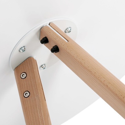 Moderní jídelní stůl Autronic Jídelní stůl kulatý 70x70x75 cm, deska MDF bílý matný lak, nohy masiv buk (DT-320 WT) (9)