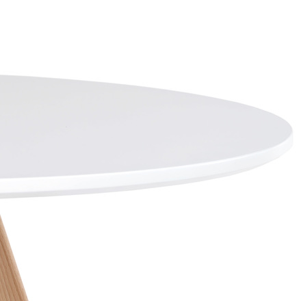 Moderní jídelní stůl Autronic Jídelní stůl kulatý 70x70x75 cm, deska MDF bílý matný lak, nohy masiv buk (DT-320 WT) (6)