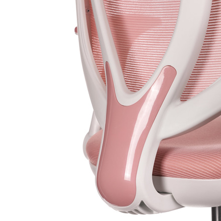 Kancelářská židle Autronic Dětská židle, růžová síťovina, bílý plastový kříž, kolečka na tvrdé podlahy, podpěrka nohou (KA-C806 PINK) (24)