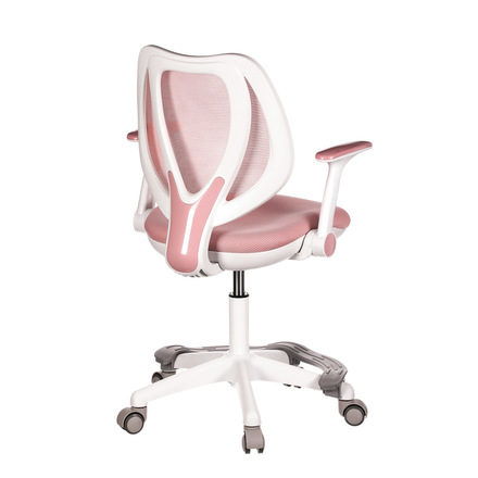 Kancelářská židle Autronic Dětská židle, růžová síťovina, bílý plastový kříž, kolečka na tvrdé podlahy, podpěrka nohou (KA-C806 PINK) (8)