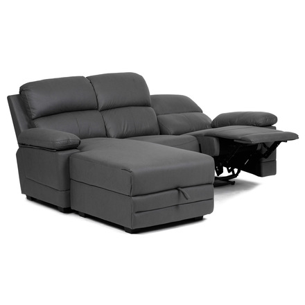 Rohová pohovka Autronic Rohová relaxační pohovka, pravý roh, potah šedá látka v dekoru vintage kůže (ASD-4213P GREY) (43)