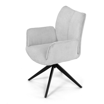 Moderní jídelní židle Autronic Židle jídelní, bílá látka, otočný mechanismus 180°, černý kov (HC-993 WT2) (14)