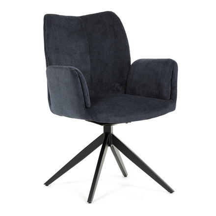 Moderní jídelní židle Autronic Židle jídelní, modrá látka, otočný mechanismus 180°, černý kov (HC-993 BLUE2) (12)