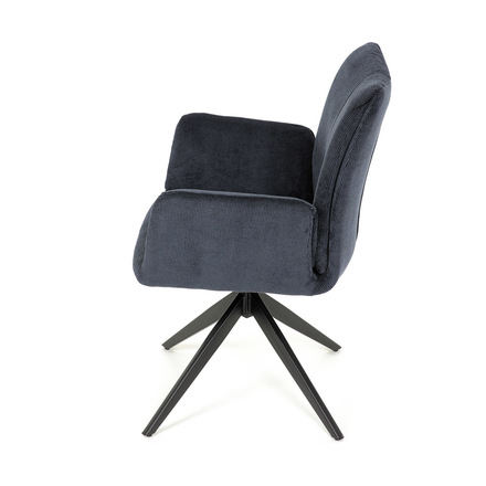 Moderní jídelní židle Autronic Židle jídelní, modrá látka, otočný mechanismus 180°, černý kov (HC-993 BLUE2) (15)