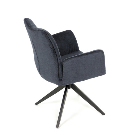Moderní jídelní židle Autronic Židle jídelní, modrá látka, otočný mechanismus 180°, černý kov (HC-993 BLUE2) (20)