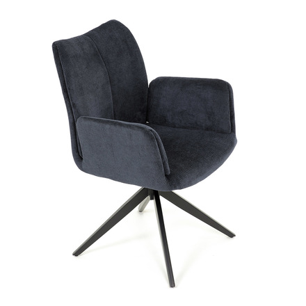 Moderní jídelní židle Autronic Židle jídelní, modrá látka, otočný mechanismus 180°, černý kov (HC-993 BLUE2) (22)
