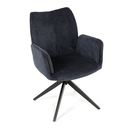 Moderní jídelní židle Autronic Židle jídelní, modrá látka, otočný mechanismus 180°, černý kov (HC-993 BLUE2) (23)