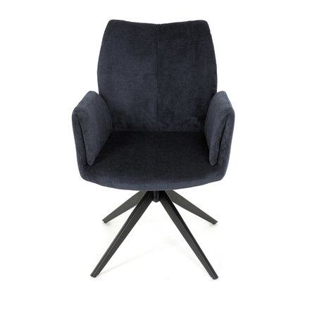 Moderní jídelní židle Autronic Židle jídelní, modrá látka, otočný mechanismus 180°, černý kov (HC-993 BLUE2) (24)