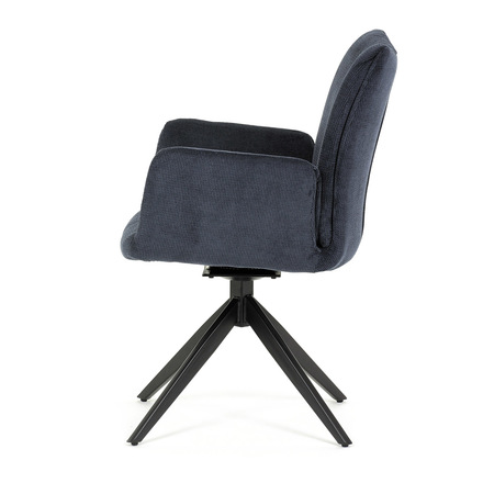 Moderní jídelní židle Autronic Židle jídelní, modrá látka, otočný mechanismus 180°, černý kov (HC-993 BLUE2) (4)